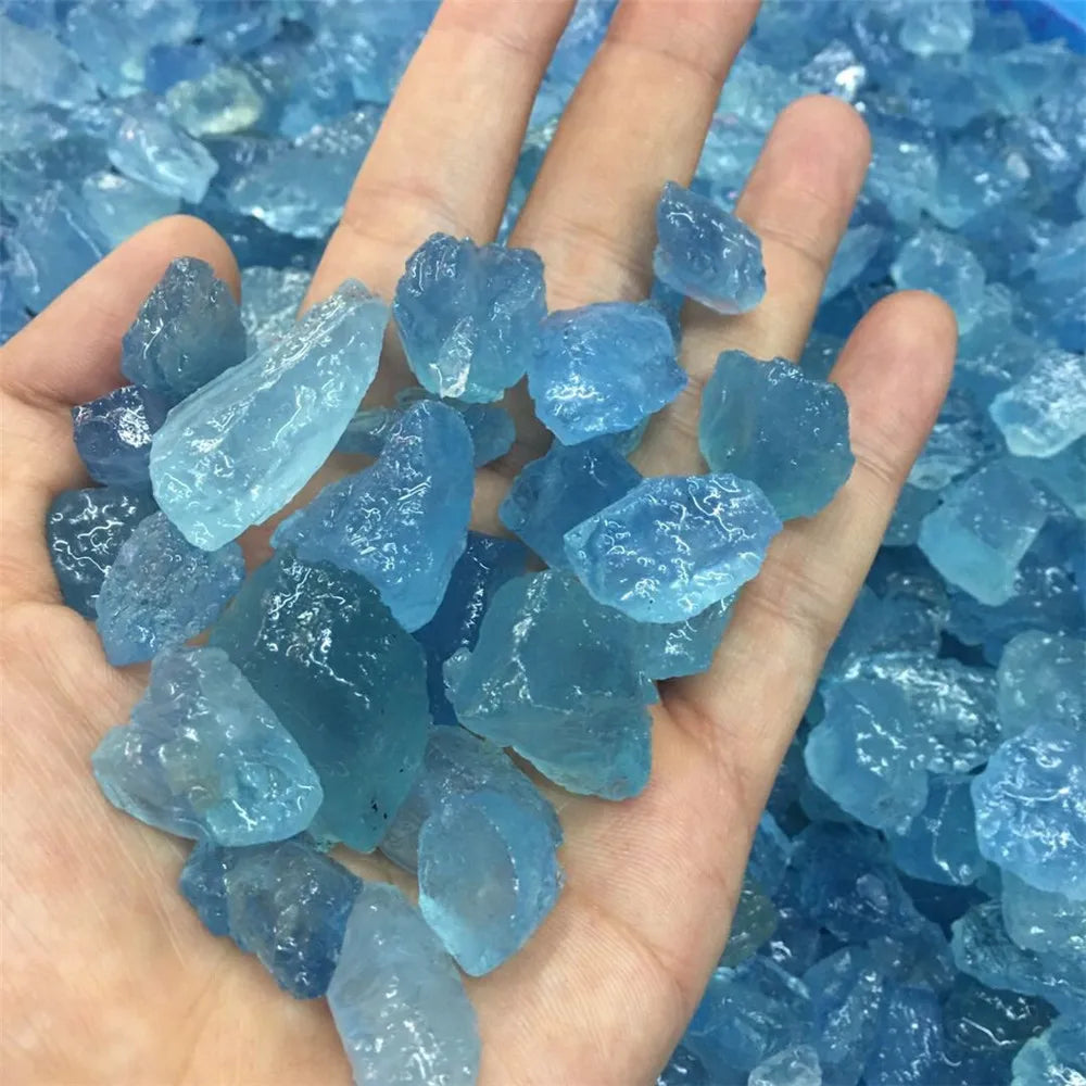 100g Natural Aquamarine Raw Stone Crystal Quartz Rock Collectible Mineral Specimen Healing Rough Gemstone Home Room Decoration