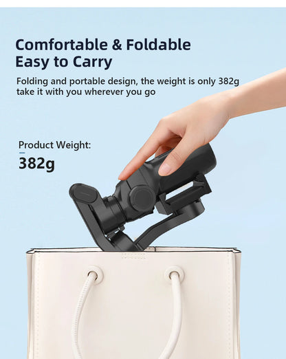 3-Axis Gimbal Foldable Mobile Phone Stabilizer with Selfie Stick for Smartphone Anti-shake Gimbal with Extension Rod for Vlog