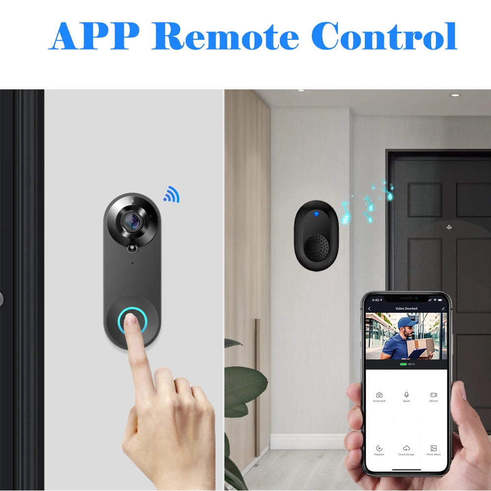 1080P Wireless WIFI Doorbell Video Intercom Door Bell with Camera Tuya Smart Home for Security Protection PIR Motion Detection