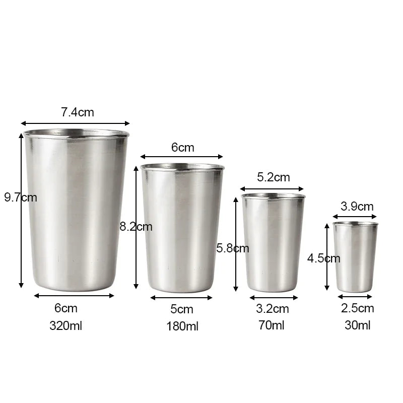 30/70/180/320ML Mini Glasses Stainless Steel Metal Beer Cup Wine Cups For  Portable Drinkware Set Kitchen Accessories 1PC