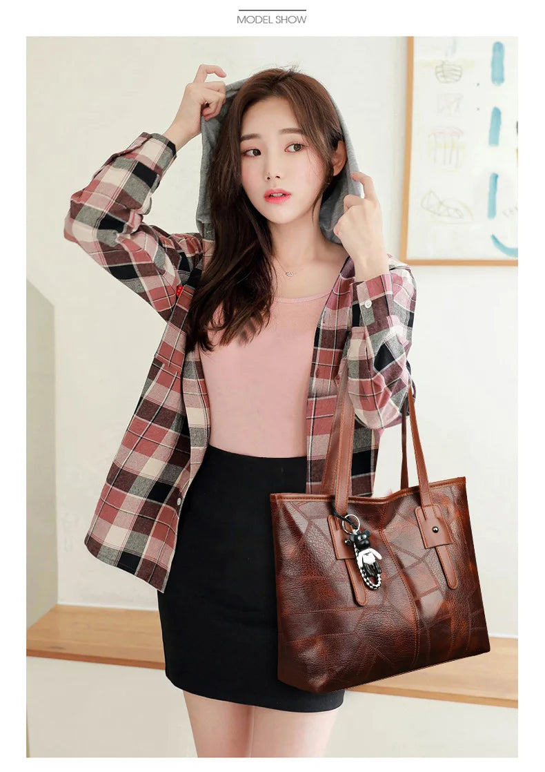 Korean Version Trendy Women's 2024 New Large Capacity Tote Bag with Horizontal Square Zipper Single Shoulder Handbag