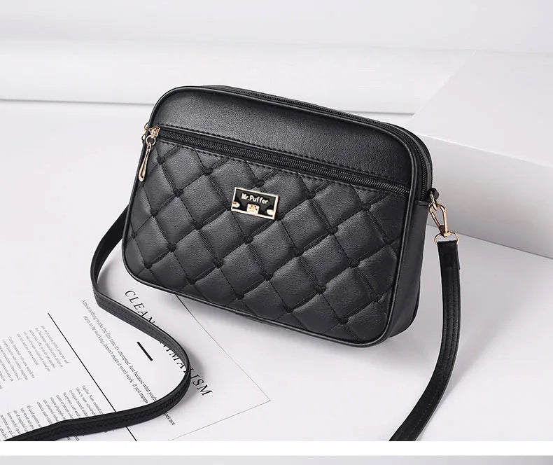 2024 Women's One Shoulder Small Square Handbag New Cross Border Foreign Trade Lingge PU Crossbody Versatile Small Messenger Bag