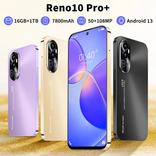 Reno10 Pro+ Global Version Smartphone Qualcomm8 Gen2 16G+1TB 7800mAh 50+108MP 4G/5G Network Cellphone Android Mobile Phone