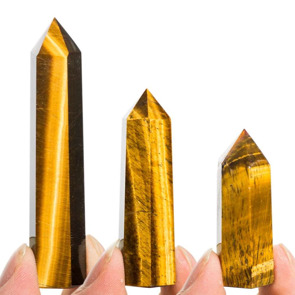 1.57"-3.14" Natural Crystals Stone Tiger Eye Wands Polishing Reiki Healing  Energy Stone Hexagonal Point Obelisk Gemstones