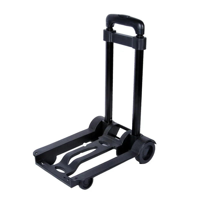 Folding Hand Truck Black Small Lightweight Cart Portable Telescopic Dolly Backpack Luggage Travel Moving Shopping