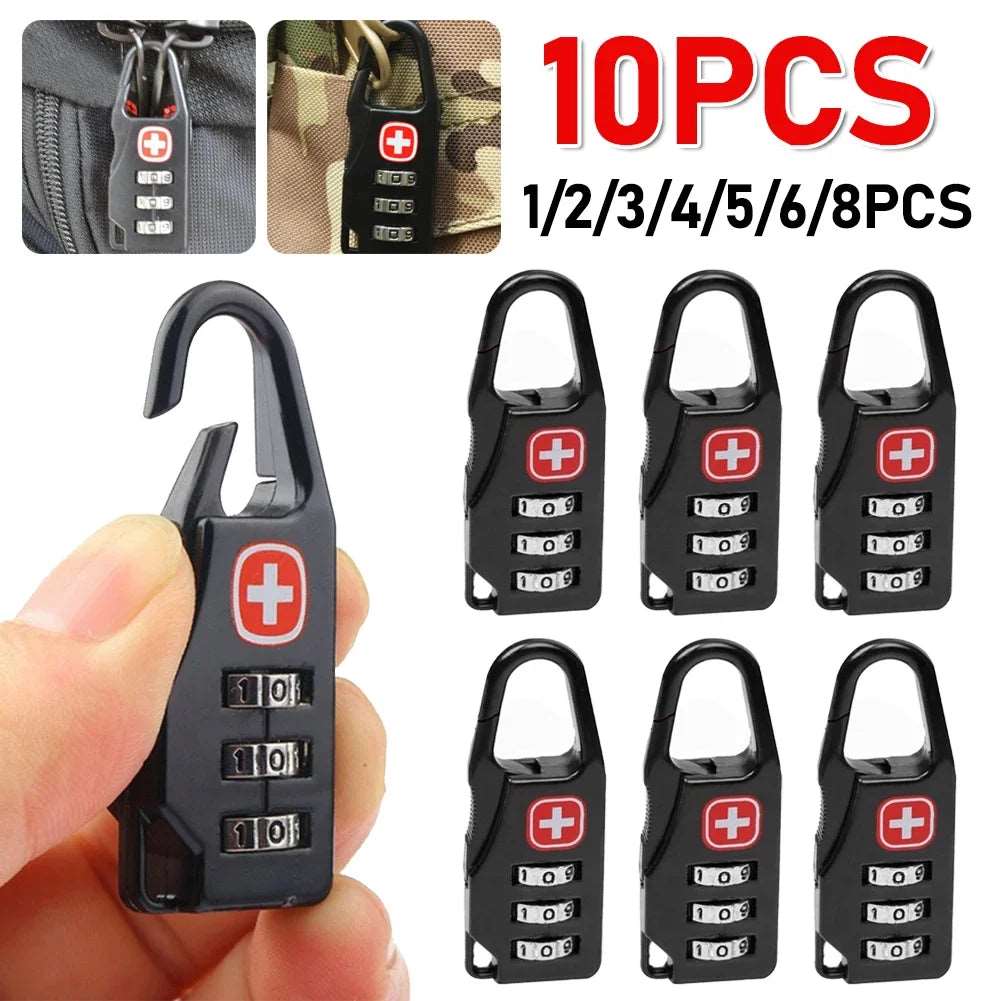 1-10PCS Portable Alloy Lock Padlock Outdoor Travel Luggage Zipper Backpack Handbag Safe Anti-theft Combination Code Number Lock