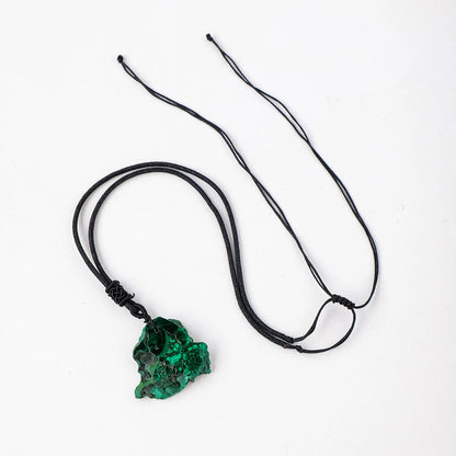 1PC Natural Malachite Raw Stone Mineral Irregular Sliced Green Pendant Necklace For Men Women Crystal Reiki Gemstone Jewelry