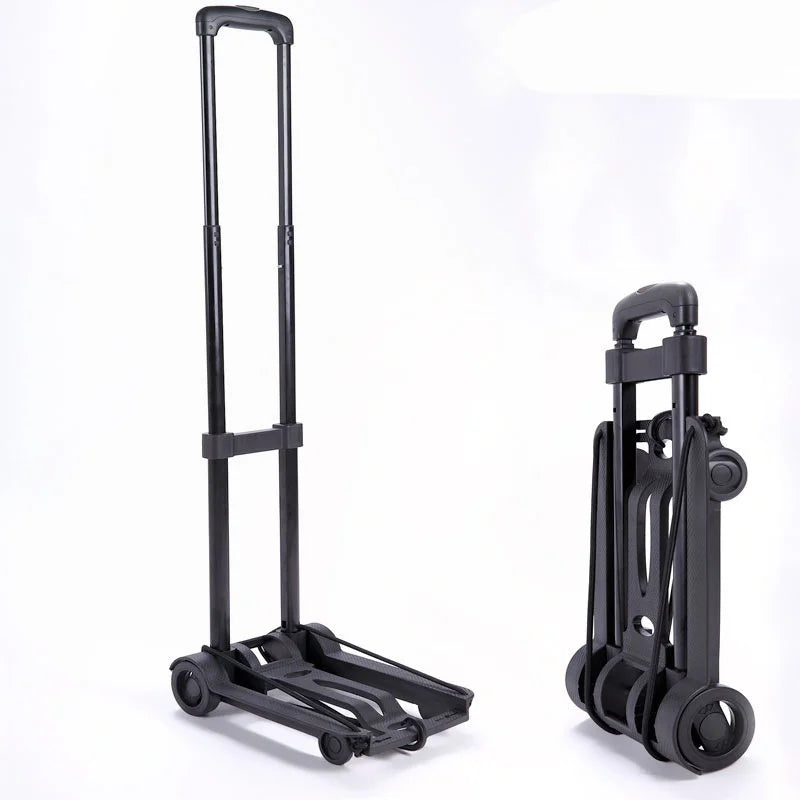 Folding Hand Truck Black Small Lightweight Cart Portable Telescopic Dolly Backpack Luggage Travel Moving Shopping