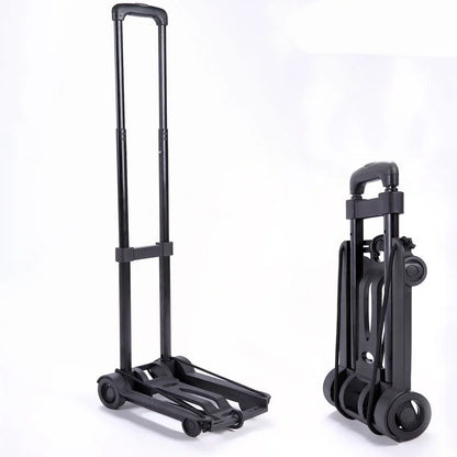 Folding Hand Truck Black Small Lightweight Cart Portable Telescopic Dolly Backpack Luggage Travel Moving Shopping