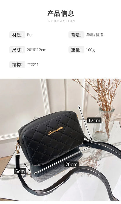 Small Messenger Bag For Women Trend Lingge Embroidery Camera Female Shoulder Bags Fashion Chain Ladies Crossbody Purse 2024