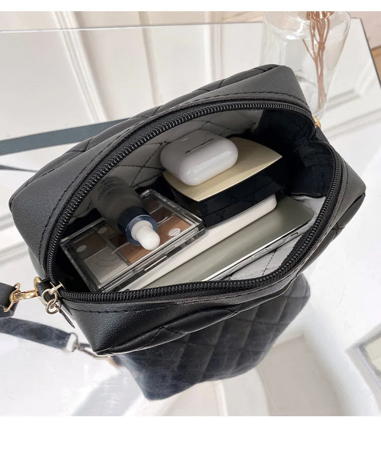 Small Messenger Bag For Women Trend Lingge Embroidery Camera Female Shoulder Bags Fashion Chain Ladies Crossbody Purse 2024