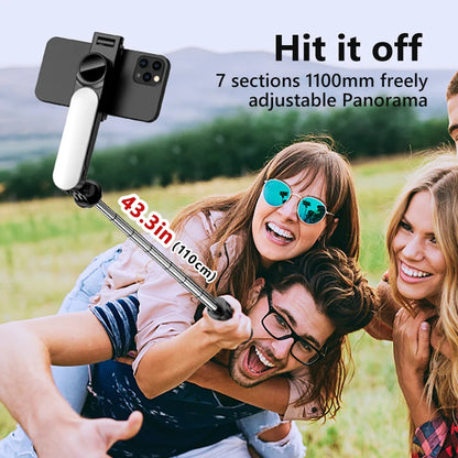 Selfie Stick Tripod with 3 Colors Fill Light Foldable Tripod with Bluetooth Wireless Remote for Xiaomi iPhone Samsung Smartphone