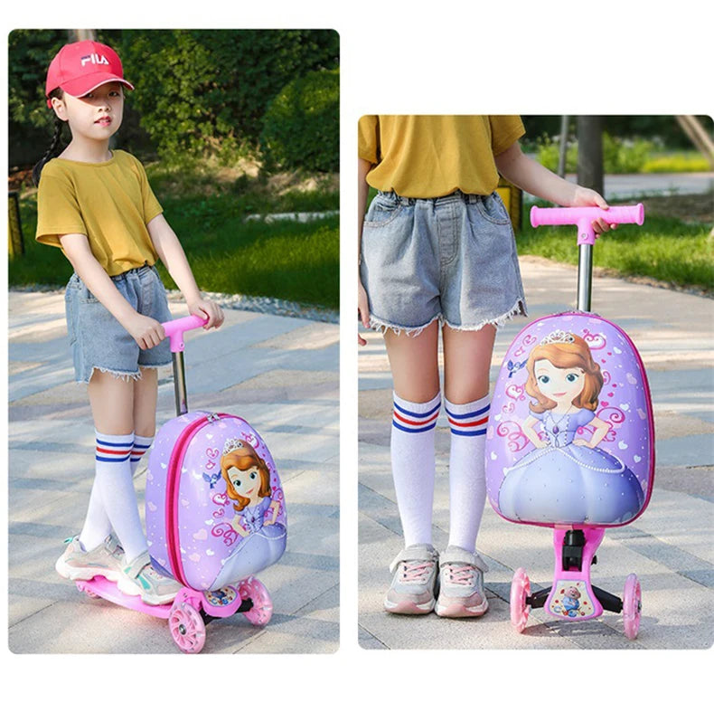 New cute skateboard suitcase scooter children's trolley luggage box 16 " boys and girls lovely carry-on bag student travel case