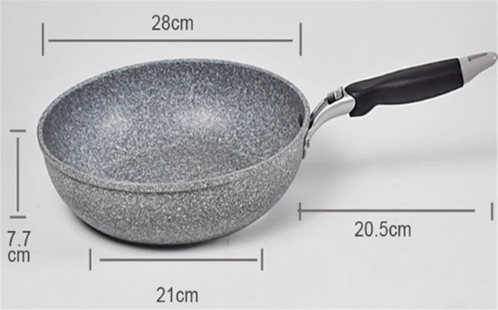 Durable Stone Frying Wok Pan Non-stick Ceramic Pot Induction Fryer Steak Cooking Gas Stove Skillet Cookware Tool for Kitchen Set