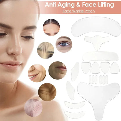 Reusable Silicone Wrinkle Removal Sticker Face Forehead Neck Eye Stickers Anti Wrinkle Pads Anti Aging Skin Face Lifting Patches