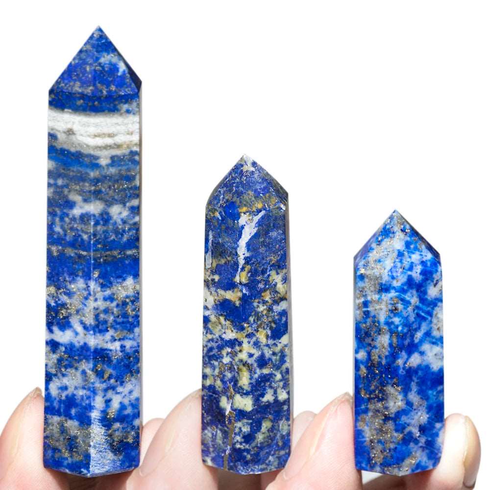 1.57"-3.14" Natural Crystals Stone lapis lazuli Wands Polishing Reiki Healing  Energy Stone Hexagonal Point Obelisk Gemstones