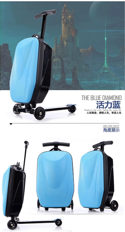 Carrylove 21" Inch Adults Scooter Luggage Carry On Rolling Suitcase Lazy Trolley Bag With Wheels