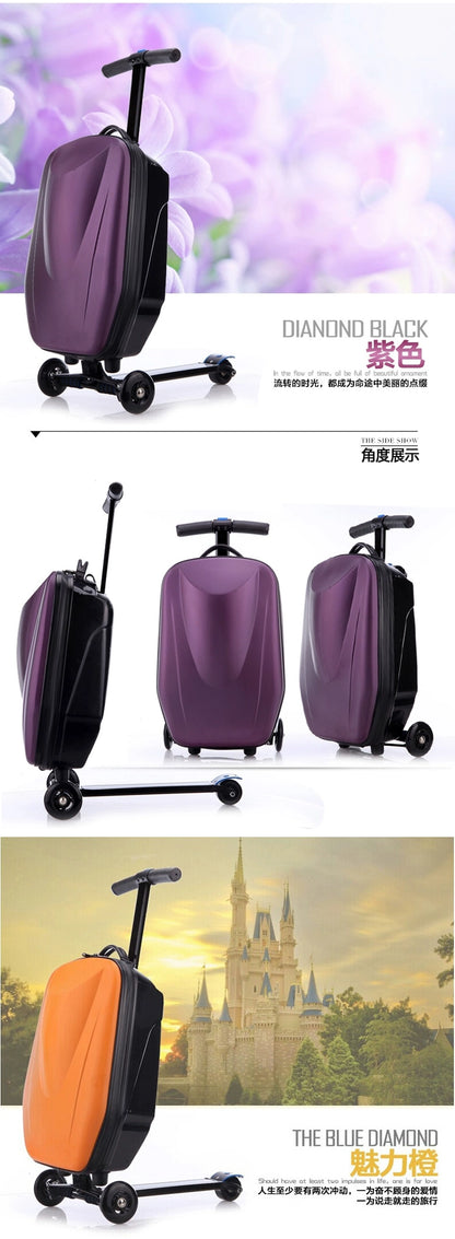 Carrylove 21" Inch Adults Scooter Luggage Carry On Rolling Suitcase Lazy Trolley Bag With Wheels